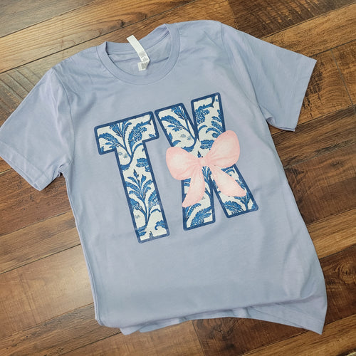 China Blue TX PINK Bow